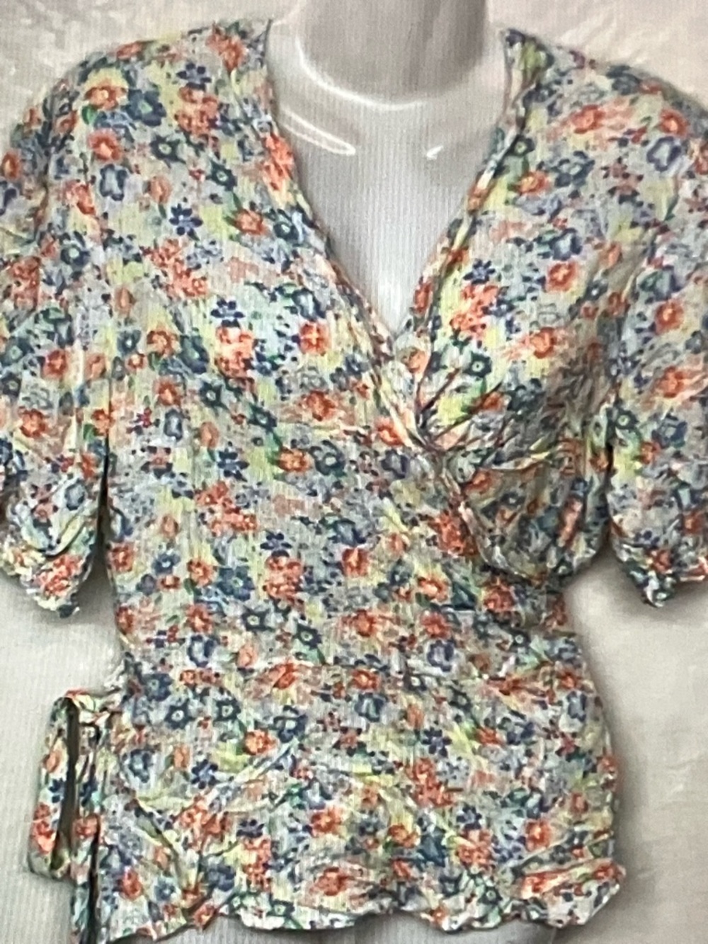 Floral Wrap Blouse in Multi-Color
